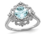 1.75 Carat (ctw) Natural Aquamarine Engagement Ring in 14K White Gold with Diamonds